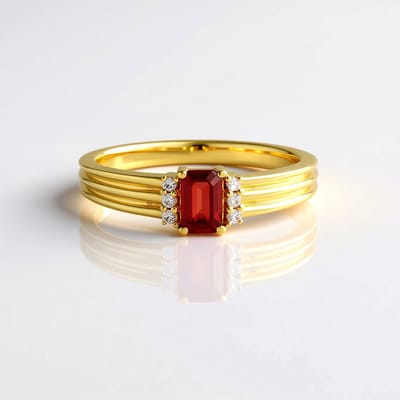 Cavill - 925 Sterling Zilver Ring - 0,31 ct Tanzania Robijn & 6 Cambodja Zirkonias - Vergulde Finish - Maat 18 & 20 - Elegant