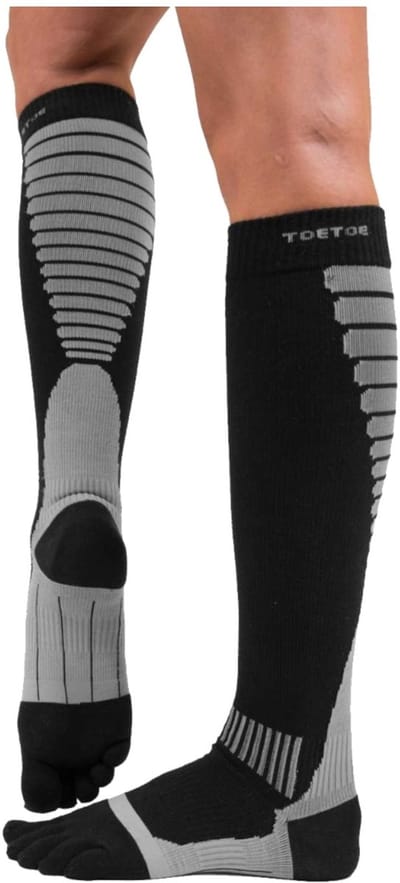 TOETOE Sports Compressie Knie Teensokken - Zwart/Grijs - 36-39