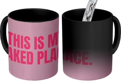 Magische Mok - Foto op Warmte Mokken - Koffiemok - Tekst - Modern - Roze - Magic Mok - Beker - 350 ML - Theemok - Mok met Tekst