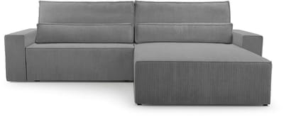 Hoekbank met Slaapfunctie - 297 x 200 x 85 cm - Comfortabele en Stijlvolle Familiebank - DENVER L - Poso 22 Donkergrijs