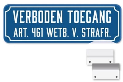 Verboden Toegang bord - old school - Weerbestendig Aluminium - 40x15 cm - Bevestiging: Met muur-/ wandmontage beugels