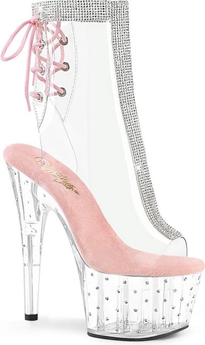 Pleaser - STARDUST-1018C-2RS Plateau Laarzen, Paaldans schoenen - Paaldans schoenen - 35 Shoes - Wit