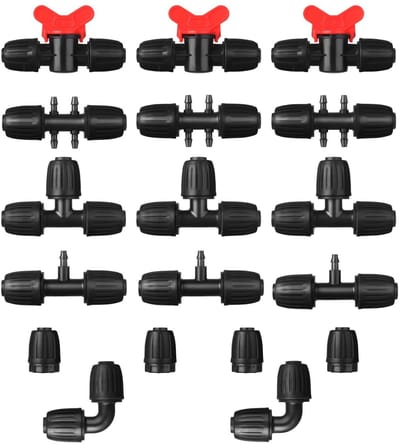 Dailygoods- Druppelirrigatieonderdelen 18 Stuks - Multifunctionele Set - Barbecue-Aansluiting - Irrigatiebuis - Lekvrije Verbinding - 1/2 Inch Aansluitingen - Irrigatieaccessoires