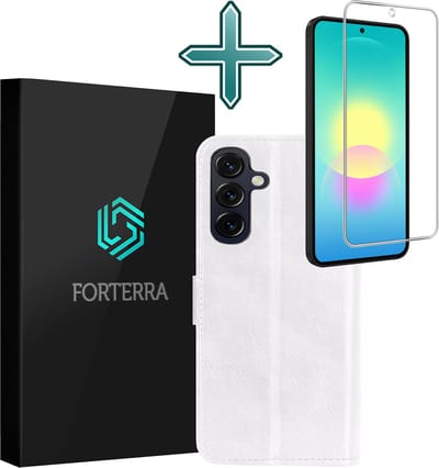 Hoesje Met Screenprotector - Geschikt voor Samsung Galaxy A27 - Luxe Pasjeshouder - Flipcase - Bookcase Portemonee - Flip Case - Kunstleer Book Case - Book Cover - Walletcase - Portemonneehoes - Wit