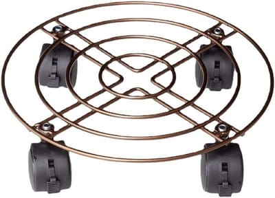 Plantenkar Metaal - Plantencarretje Rolvoet - Verplaatsen Potten - Met 360 graden wielen - 35 cm - Koper