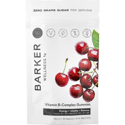 Barker Wellness Co., Vitamine B Complex Gummies, Kersensmaak, 30 Gummies