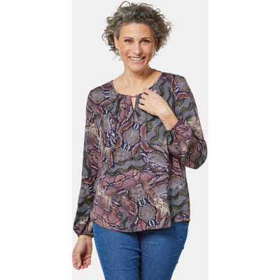Gedessineerde blouse - donkerblauw / gedess. - Gr. 38 van Goldner Fashion