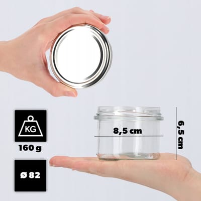 KADAX Kleine inmaakpotten, 235 ml, potten diameter 82, kleine potten voor honing en specerijen, jampotten met deksel, luchtdichte potten om cadeau te geven (zilver, 10 stuks)