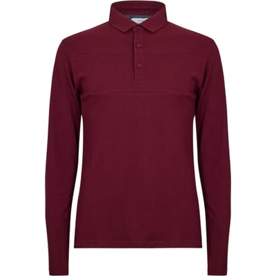 Peter Werth Noaks poloshirt met lange mouwen voor heren (Bourgondië)