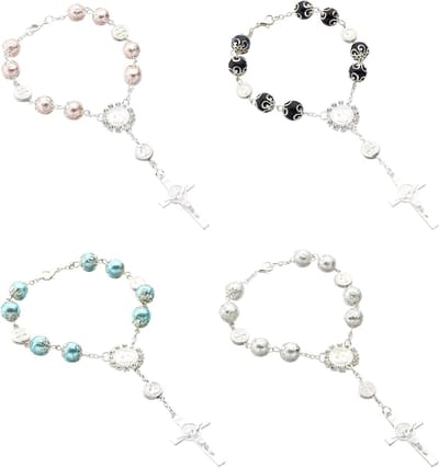 Set van 4 Auto Spiegels, Hangende Spiegels voor Achteruitkijkspiegel, Decoratieve Accessoires voor Auto-interieur in Zwart, Wit, Roze en Blauw