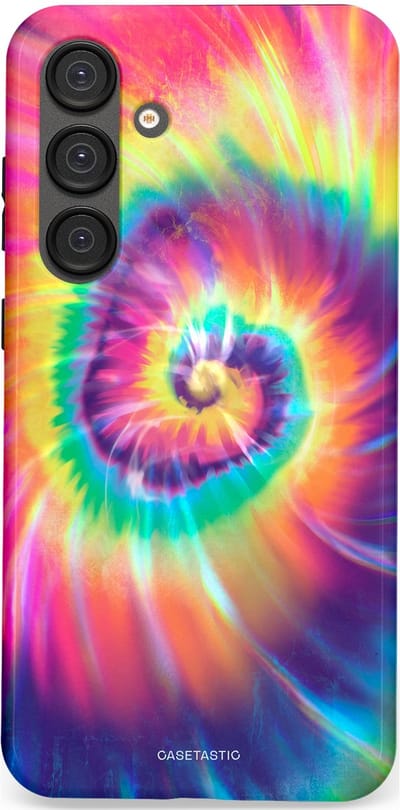 Casetastic hoesje geschikt voor Samsung Galaxy S25 Plus - Dubbellaagse bescherming - Kleurrijke draaikolk - Fashion Case - Donkerblauw Roze Goud Lavendel