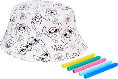 Disney - Lilo & Stitch - Color Your Own Buckethat - 56cm omtrek - Zonnehoedje - DIY - Stiften - Kinderen - Meisje - Hoedje - Vissershoedje - 4 tot 8 jaar