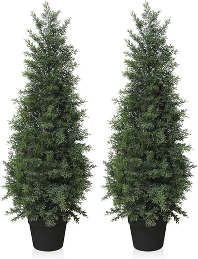Kunstplanten voor Buiten en Binnen - 90 cm Cipressen in Pot - Decoratie voor Huis en Tuin