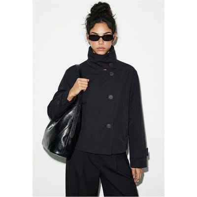 Korte Trenchcoat met Mandarin Kraag