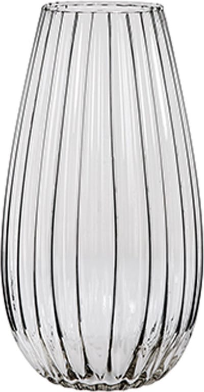 Alessandro Vaas - rallado - glas - streep relief - 13 x 13 x 26 cm - bloemenvaas