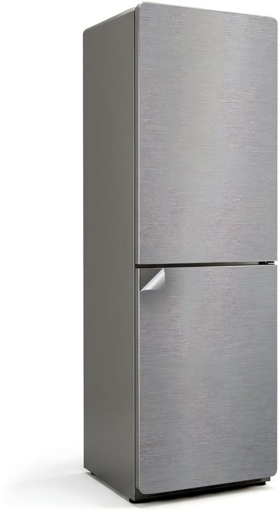 Wallfluent Koelkaststickers - Metalen textuur met lijnen Koelkast Folie - 60 cm x 190 cm - Grijs Koelkaststickers - Decoratieve Koelkaststicker - Koelkast Cover - Zelfklevende Koelkaststicker - Koelkast Versiering