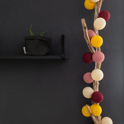 Cotton Ball Lights - LED lichtslinger voor binnen - Handgemaakt en Fairtrade - 50 lampjes - Autumn