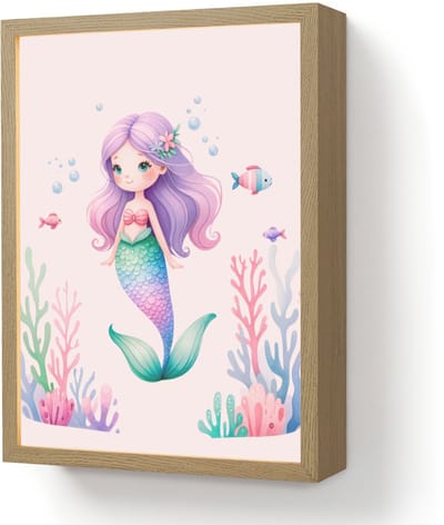 Nachtlampje 30x40 cm - Kinder lamp - Zeemeermin - Paars - Zeedieren - Onderwater - Vissen - Tafellamp kinderkamer draadloos - Slaapkamer lampje - Bedlamp kinderen - Kinderlampje - Wandlamp babykamer - Nachtlampjes