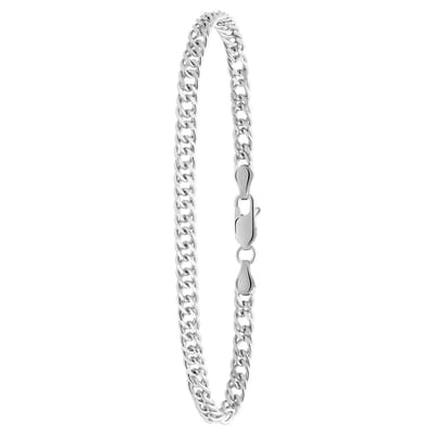 Lucardi Heren Gerecycled zilveren herenarmband dubbele gourmet. - Armband - 925 Zilver - Zilverkleurig - 20 cm