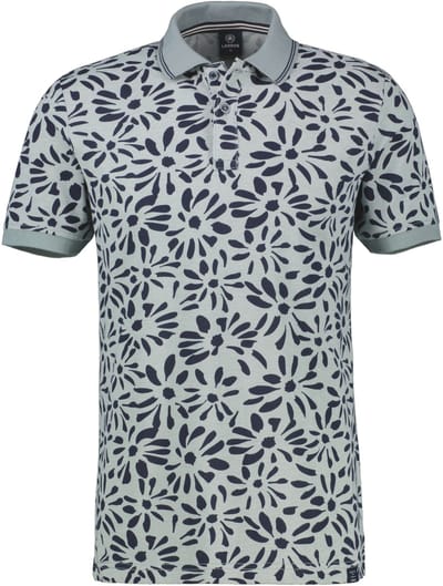 LERROS Poloshirt met all-over bloemenprint, tweekleurige look , Maat: XXL , Kleur: STORM GREY , 100% katoen