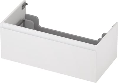 INK® wastafelonderkast 1 lade greeploos gelakt 90x45x35cm, mat wit
