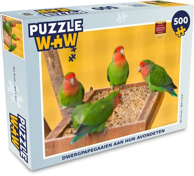 Puzzel Dwergpapegaaien aan hun avondeten - Legpuzzel - Puzzel 500 stukjes