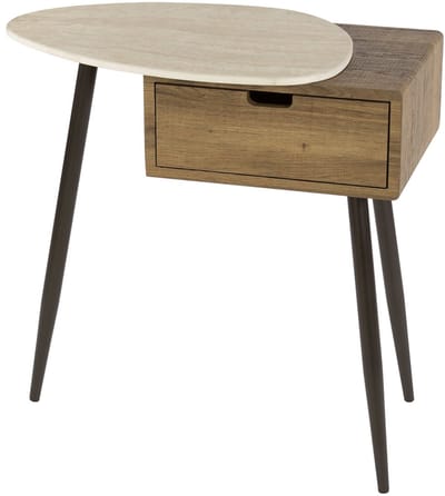Giga Meubel Nachtkastje Travino Links - Hout/Travertin - 60x35x60cm