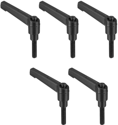 Dailygoods- Klemhendels 5 stuks - Verstelbaar - Snelspanner met drukknop - Aluminiumlegering - Buitendraad bouten - Voor machines en apparatuur - Schroefknoppen