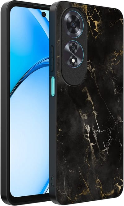 Smartphonica Telefoonhoesje Geschikt voor Oppo A60 met marmer opdruk - TPU backcover case black marble design - Zwart geschikt voor Oppo A60