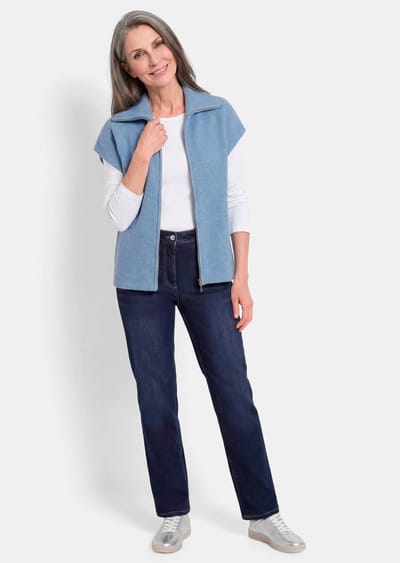 Tricot vest met ritssluiting - blauw - Gr. 24 van Goldner Fashion