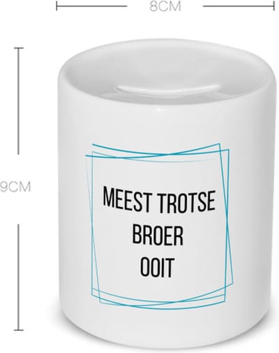 Akyol - meest trotse broer ooit Spaarpot - Broer - trotse broer - verjaardagscadeau - verjaardag - cadeau - cadeautje voor broer - broer artikelen - kado - geschenk - gift - 350 ML inhoud