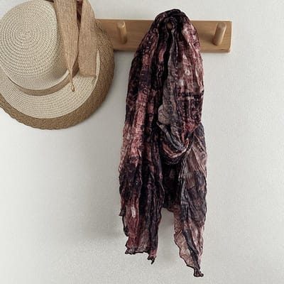 Écharpe en Coton et Lin Naturel Froissé Style Littéraire Rétro Nostalgique pour Femme Écharpe Longue Polyvalente Châle Japonais Étranger 65-170cm black