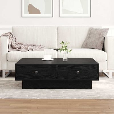 vidaXL - Salontafel - Zwart - Eiken - 90 - x - 90 - x - 28 - cm - Bewerkt - hout