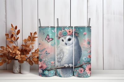 Thermosbeker Witte uil - 600 ml RVS Tumbler met Rietje - Cadeau - Schoolbeker - Antilek dop - Vaatwasserbestendig - Werkbeker - To go beker - Zomaar