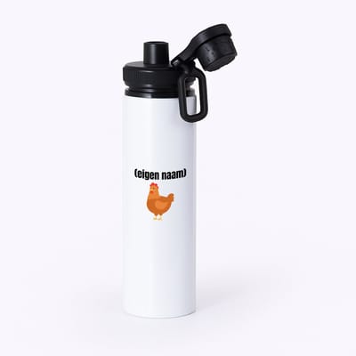 Hacebo® - kip met eigen naam waterfles met draaidop zwart - Kippen - kippen liefhebbers - iemand die houdt van kippen - verjaardag - cadeau - kado - water fles - 850ML