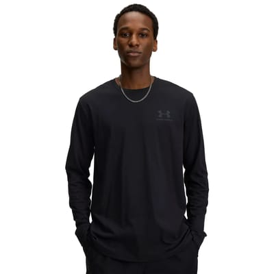 Under Armour UA SPORTSTYLE LEFT CHEST LS-BLK Heren Sportshirt - Zwart - Pitch Grijs