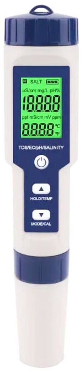 Geschikt voor Zwembadzouttester, 5-in-1 digitale zeewaterzouttester, IP67 waterdichte testkit