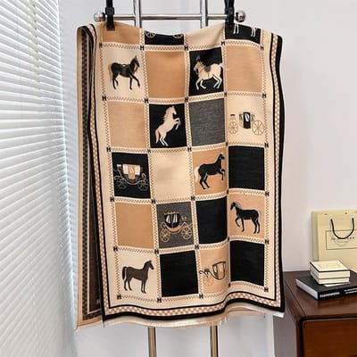 Luxe Winter Kasjmier Jacquard Sjaal Dames Vrouwelijke Warme Pashmina De Paarden Sjaals Wikkel Sjaals Dekbed Dik Dames Ontwerp beige