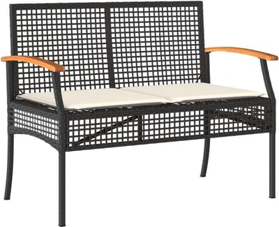 Tuinbank met kussen - Balkon bankje parkbank - Buiten genieten - Poly rattan acaciahout