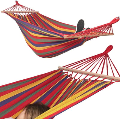 Dubbele Hangmat voor Twee Personen - 210x150 cm, 200 kg Draagvermogen, Katoen, Voor Binnen en Buiten