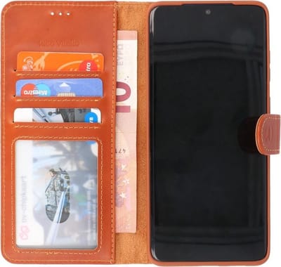 Rico Vitello Echt Lederen Book Case Hoesje Geschikt voor Samsung Galaxy S20 - Bruin