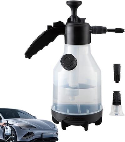 Schuimsproeier Fles - Drukspuit Fles - Auto Reinigen - Drie Sproeiers - 2 Liter Inhoud - Wit Zwart