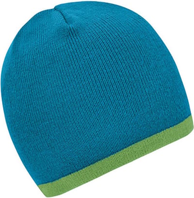 Myrtle Beach 'Contrasting Border Beanie' Turquoise/Limoengroen