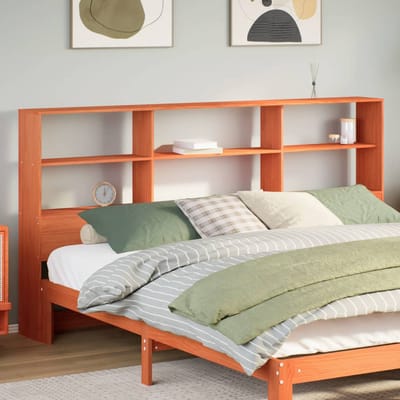 vidaXL - Hoofdbord - met - opbergruimte - 180 - cm - massief - grenenhout - wasbruin