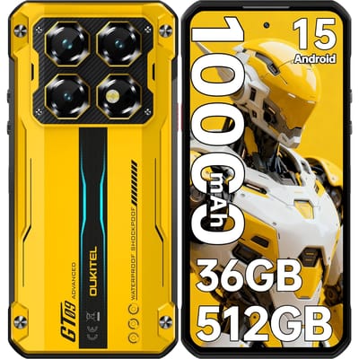 OUKITEL WP60 5G Mobiele Telefoon 36GB+512GB 10000mAh 7.2  Scherm 108MP Android 15 geel