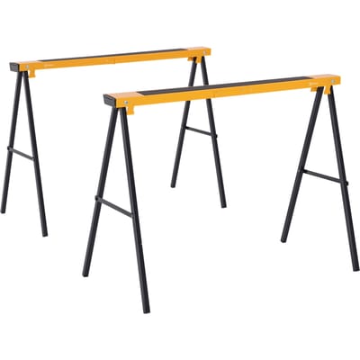 DURHAND set van 2 compacte opvouwbare steunpoten voor transport. 100L x 50l x 76H cm antislip oppervlak Metaal Zwart Geel