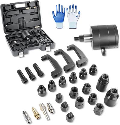 Pneumatische Injectortrekker - Demontage Gereedschap - Motoronderhoud - 27 Delige Set - 19 Adapters - Zilver