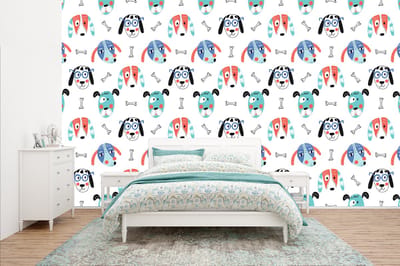 Behang - Fotobehang Jongens - Patronen - Hond - Breedte 400 cm x hoogte 240 cm
