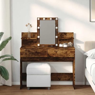 Kaptafel met led - Slaapkamer meubel - Make-up aanbrengen - Geïntegreerde spiegel - 100 x 40 x 130 cm