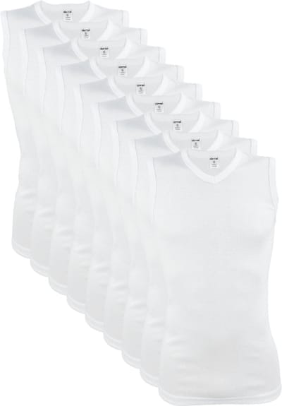 9 stuks SQOTTON A-shirt - V-hals - mouwloos - Wit - Maat S